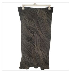 Vintage Clientele Abstract Stripe Midi Skirt Black Gold Purple Womens L